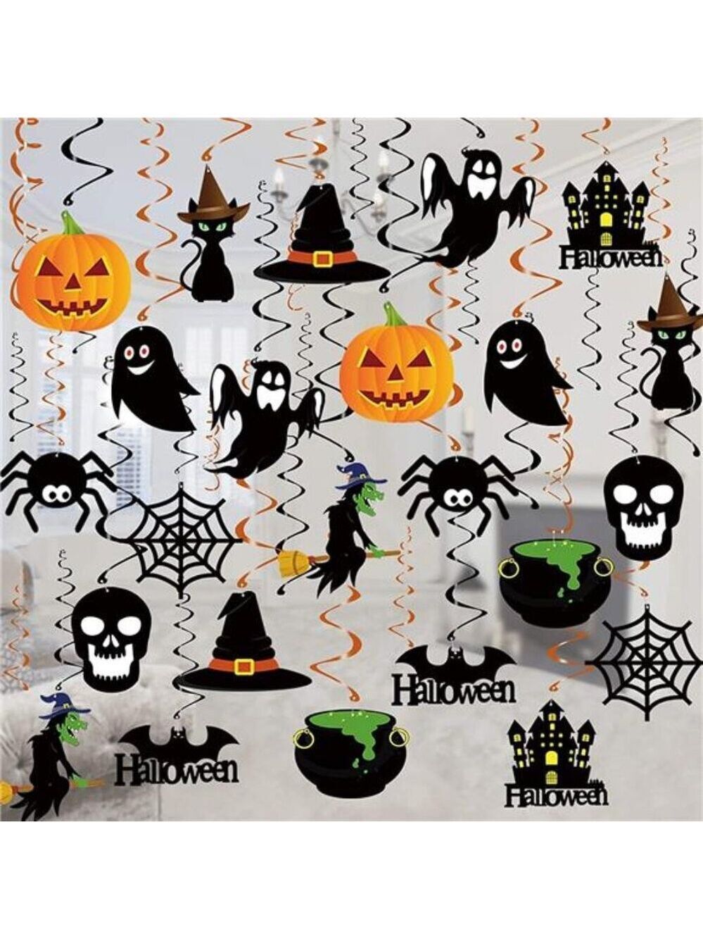 Halloween Hanging Decorations 36 PCS Ghost Pumpkin Witches Ceiling Swirls Party